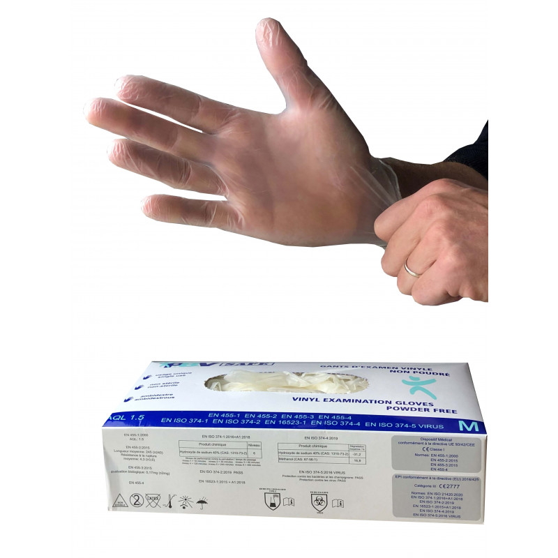 GANT naturel D'EXAMEN VINYLE NON POUDRE par boite de 100